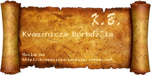 Kvasznicza Borbála névjegykártya